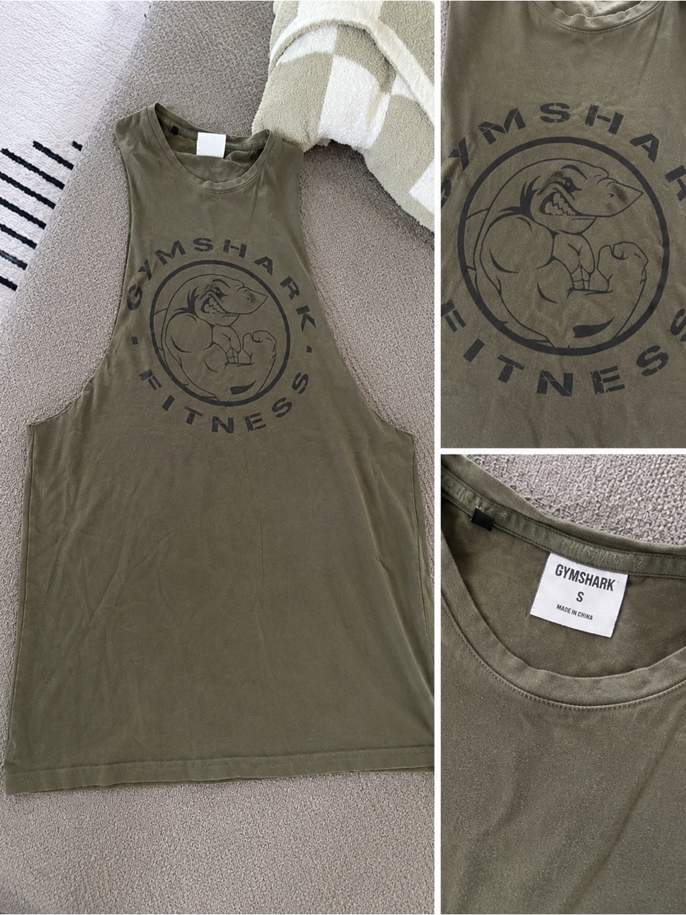 Gymshark Olive Green Graphic Muscle Tank